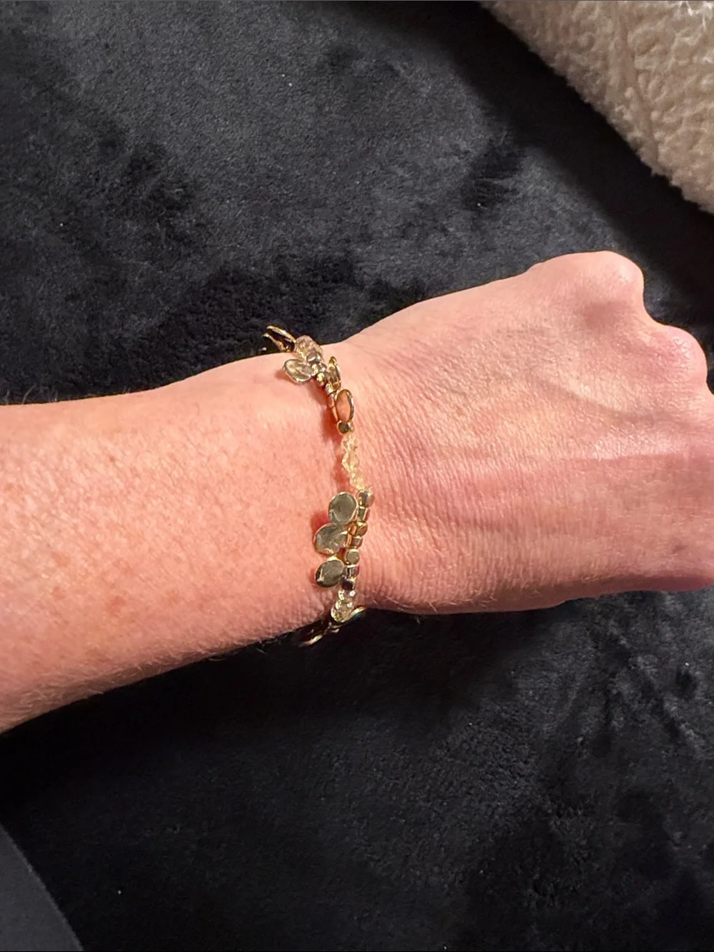 Artisan Gold Tone Disc Charm Crystal Beaded Bracelets Set of 2